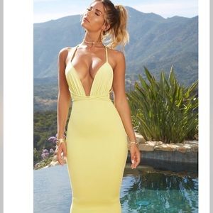 Oh Polly Midi dress in LIME scrunch butt.